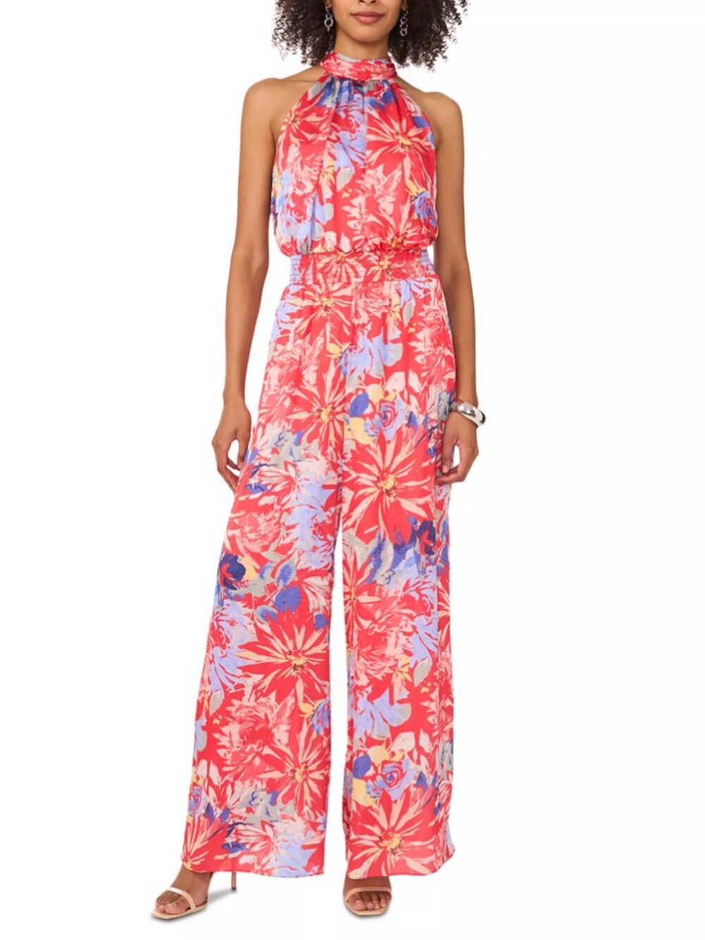 Vince Camuto Printed Halter Wide-Leg Jumpsuit - Cayenne Size:XL NWT